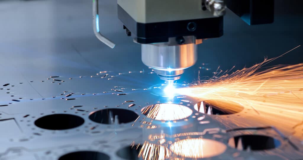 Cnc milling machine up close creating sparks