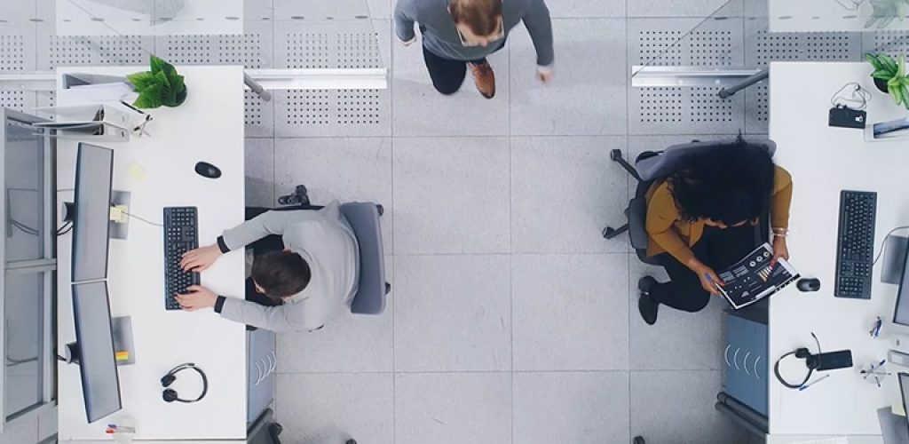 People working in office from above